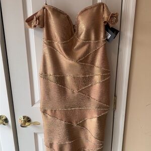 Terani Couture Gold Bandage Dress